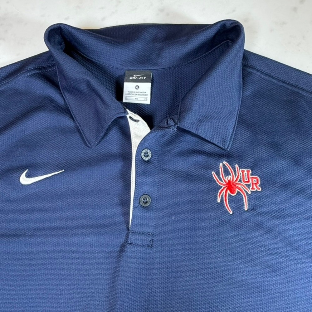 Nike Richmond Spiders Dri-Fit‎ Sphere Polo Mens XL Navy Blue Excellent